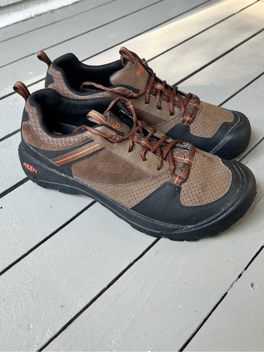 KEEN Montford Men's Leather Suede Outdoor Trail Hiking Shoes Brown Orange~13